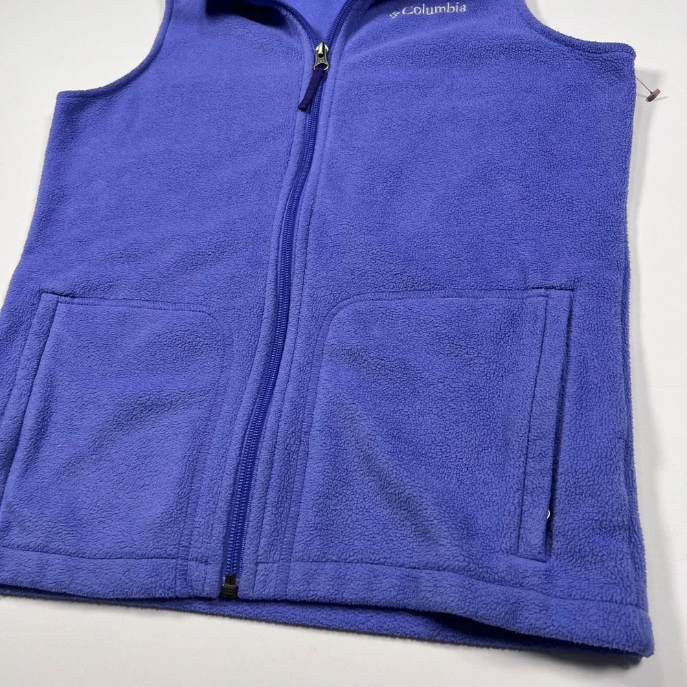 Columbia Fleece Vest Youth Medium 10/12 Purple Full Zip Kids Outdoor Sportswear